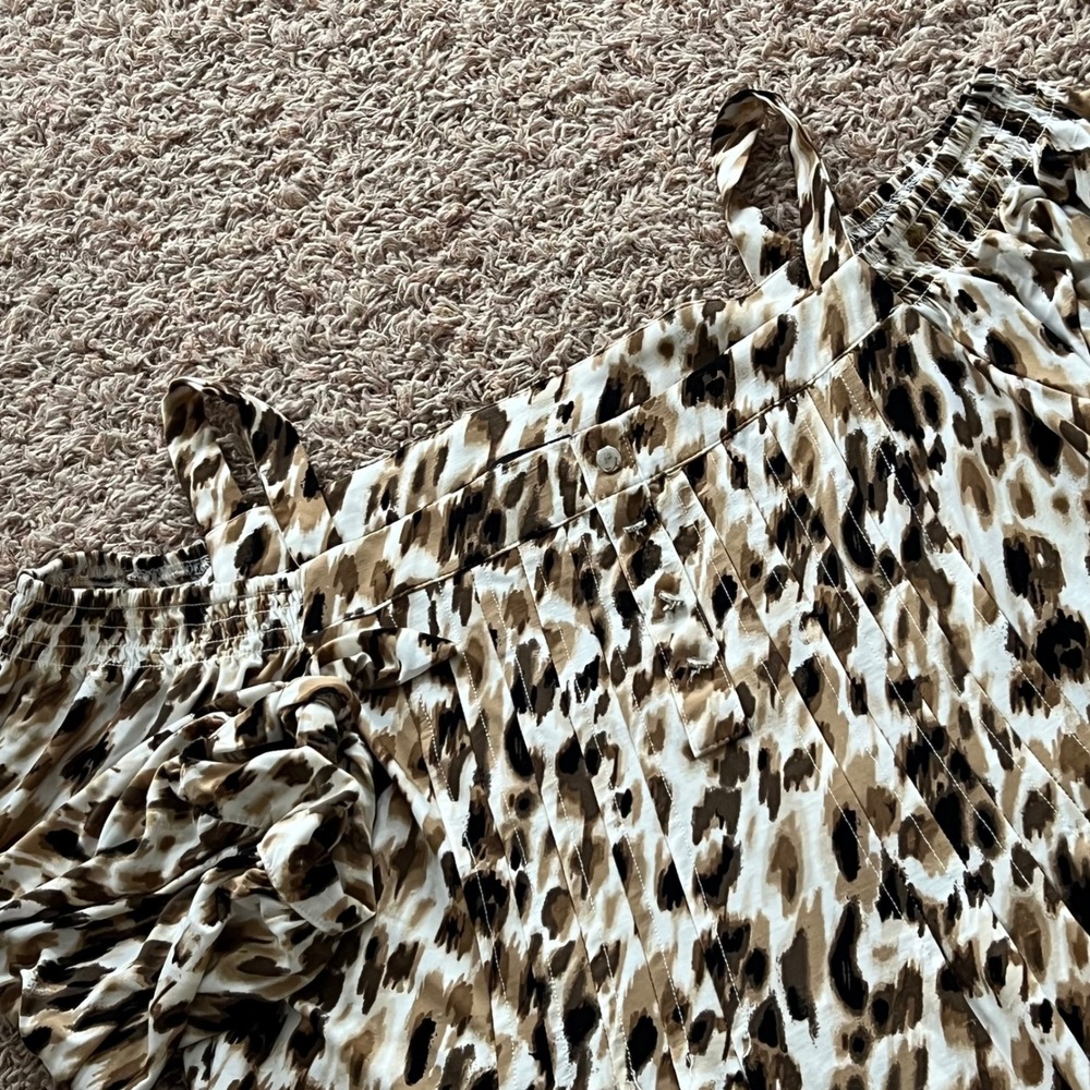 Cocomo Woman Leopard Print‎ Cold Shoulder Blouse Women's 1X